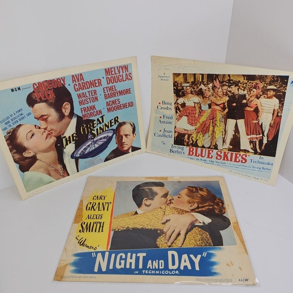 1940s Lobby Cards Collection Of 3 The Great Sinner Night And Day Blue Skies USA
